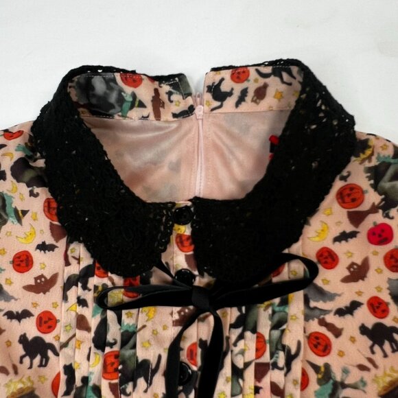 Hell Bunny Zelda Halloween Print Retro Dress Pink Multicolor Small - Picture 13 of 16